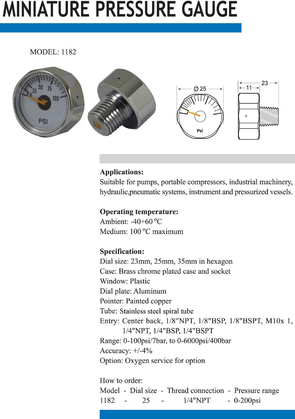 miniature pressure gauge manufacturing